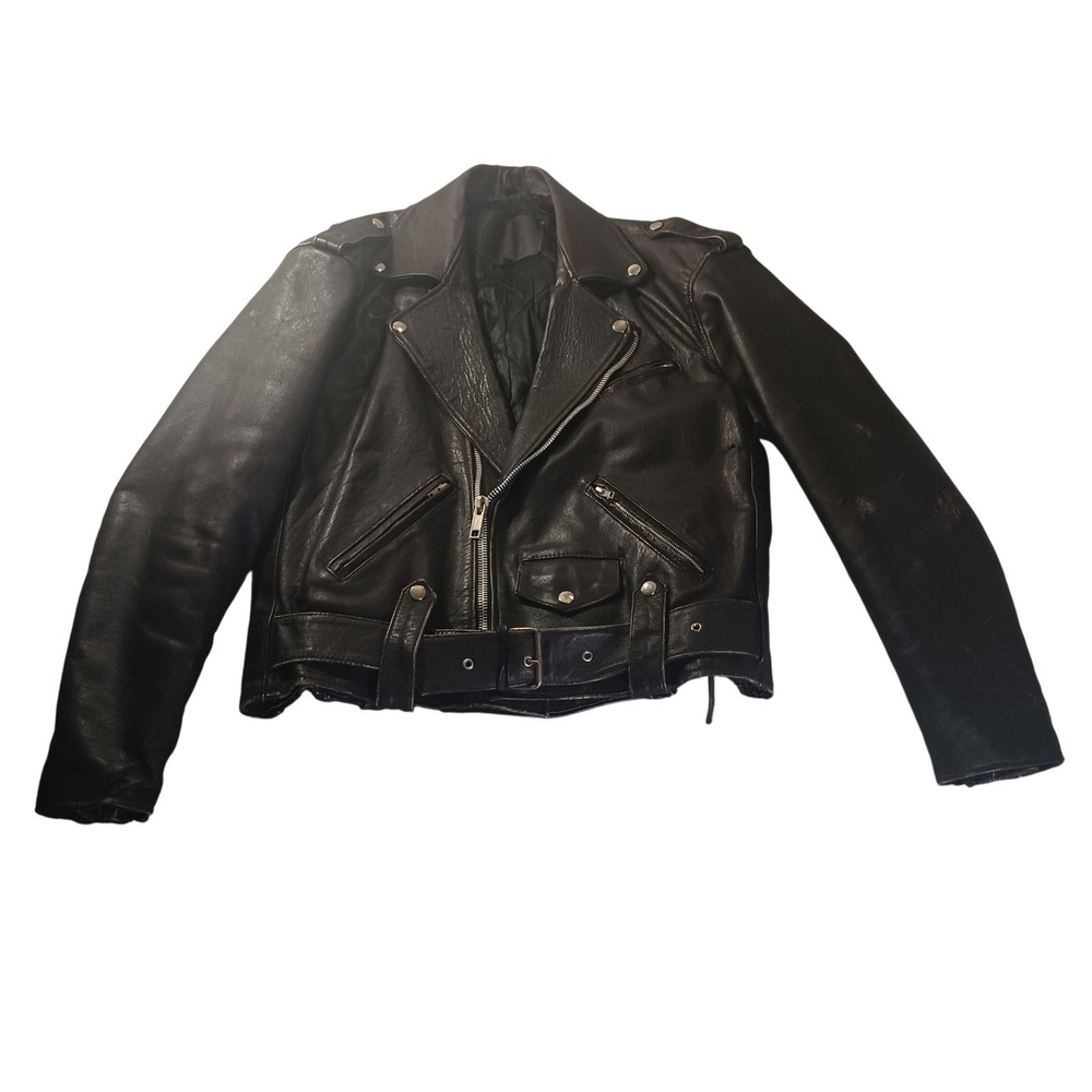 Harley Davidson Black Label Leather Motorcycle Jacket 42 Distressed READ‎ Grunge